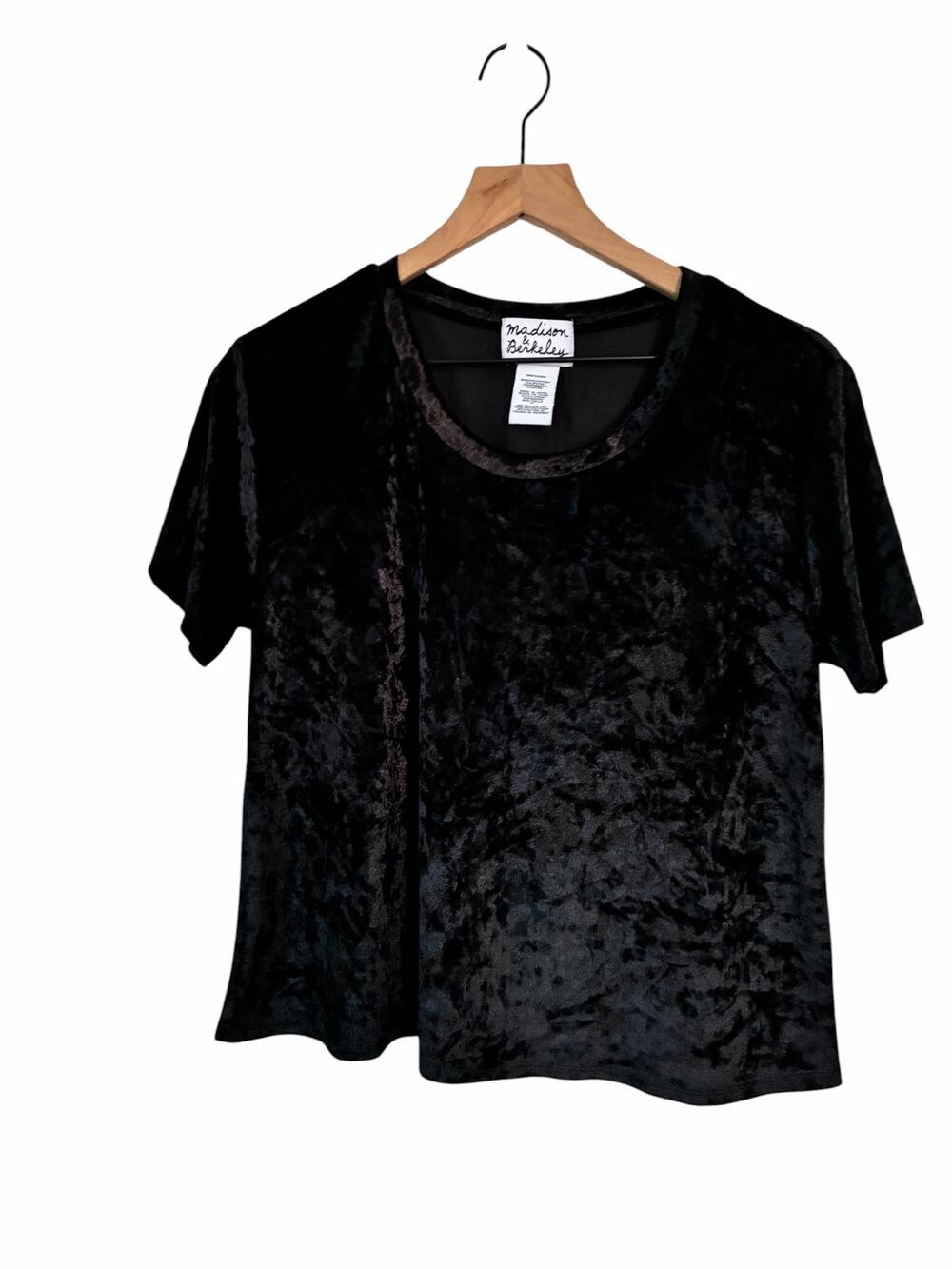 Madison & Berkeley Black Velvet Tee Shirt Blouse Whimsygoth Y2K Size Medium
